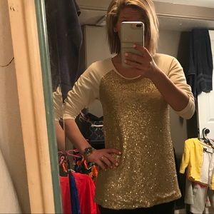 Tops - Sequin baseball tee Tops - Sequin baseball tee